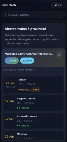 Application d'alertes trains en temps réel pour chauffeurs VTC